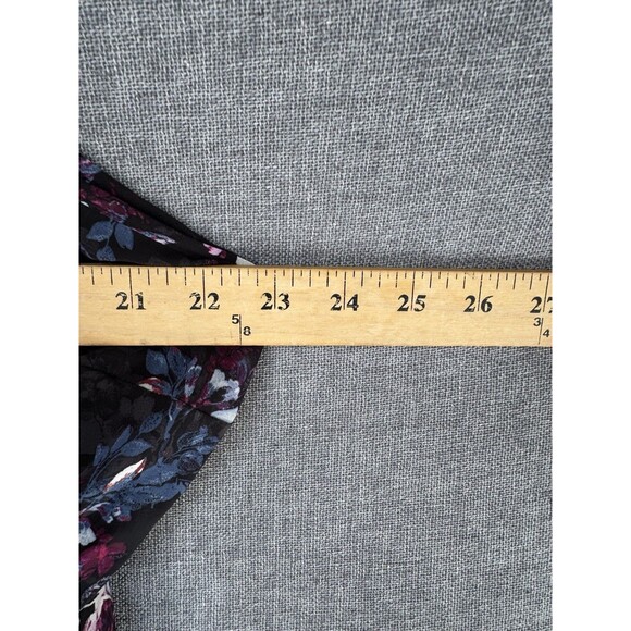 Torrid 2X 18/20 Midi Chiffon Pleated Dress Black Floral Pink Pockets V Neck - Picture 9 of 13